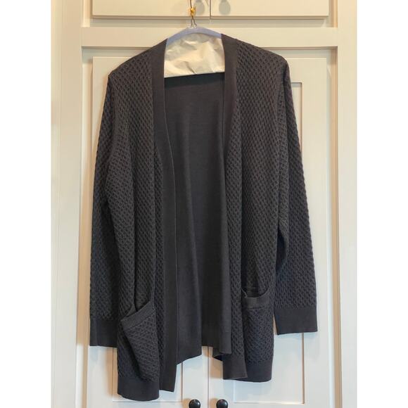 Evolution by Cyrus Charcoal Gray  waffle weave open front cardigan 3X - Picture 1 of 10